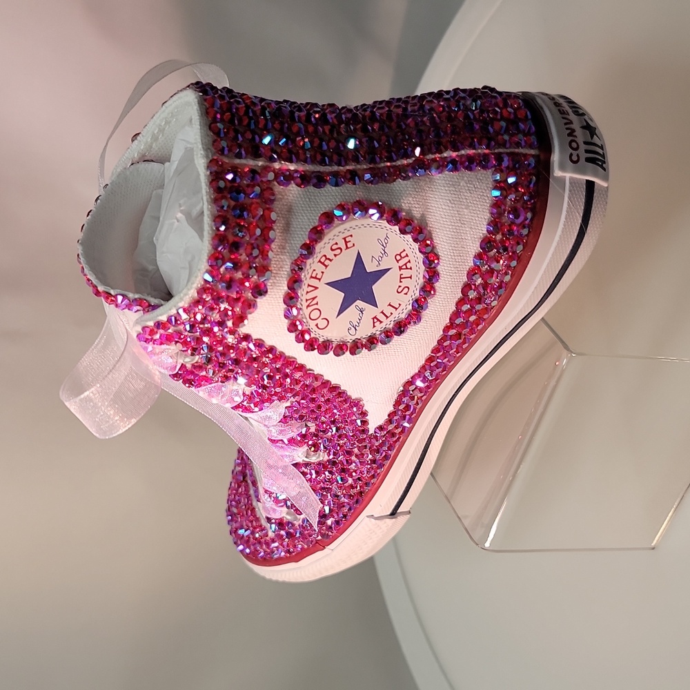 Converse Kids' Pink Rhinestone High-Top Sneakers - Picture 5 of 7